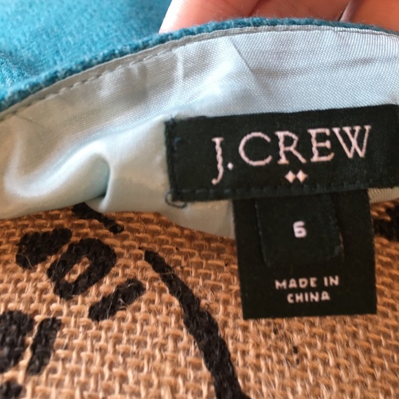 J Crew Wool Poly Blend Skirt Teal Green Size 6 - Picture 6 of 7